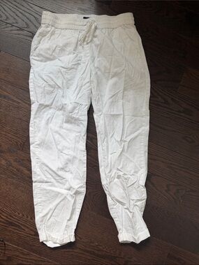 J. Crew Cream Drawstring Linen Pants